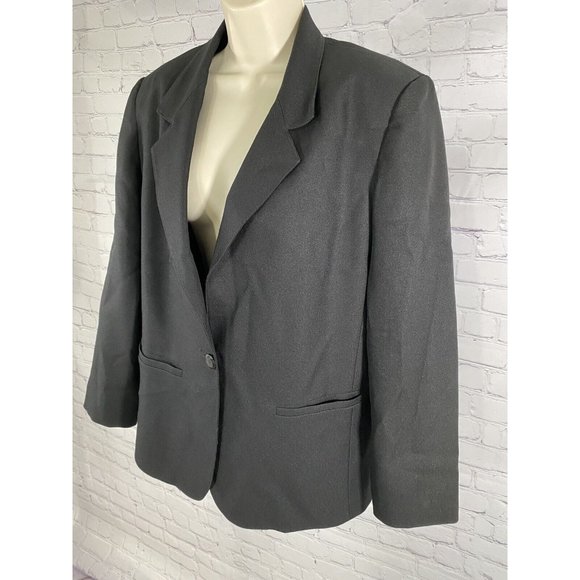 Classic Collection Vintage Black Single Button Womens Blazer Jacket Size 10 - Picture 3 of 9